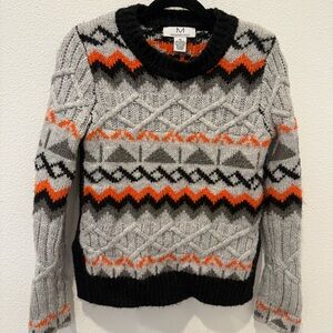 Magaschoni Chunky Cozy Sweater Fair Isle Scandi Nordic Alpine Cable Knit Ski XS
